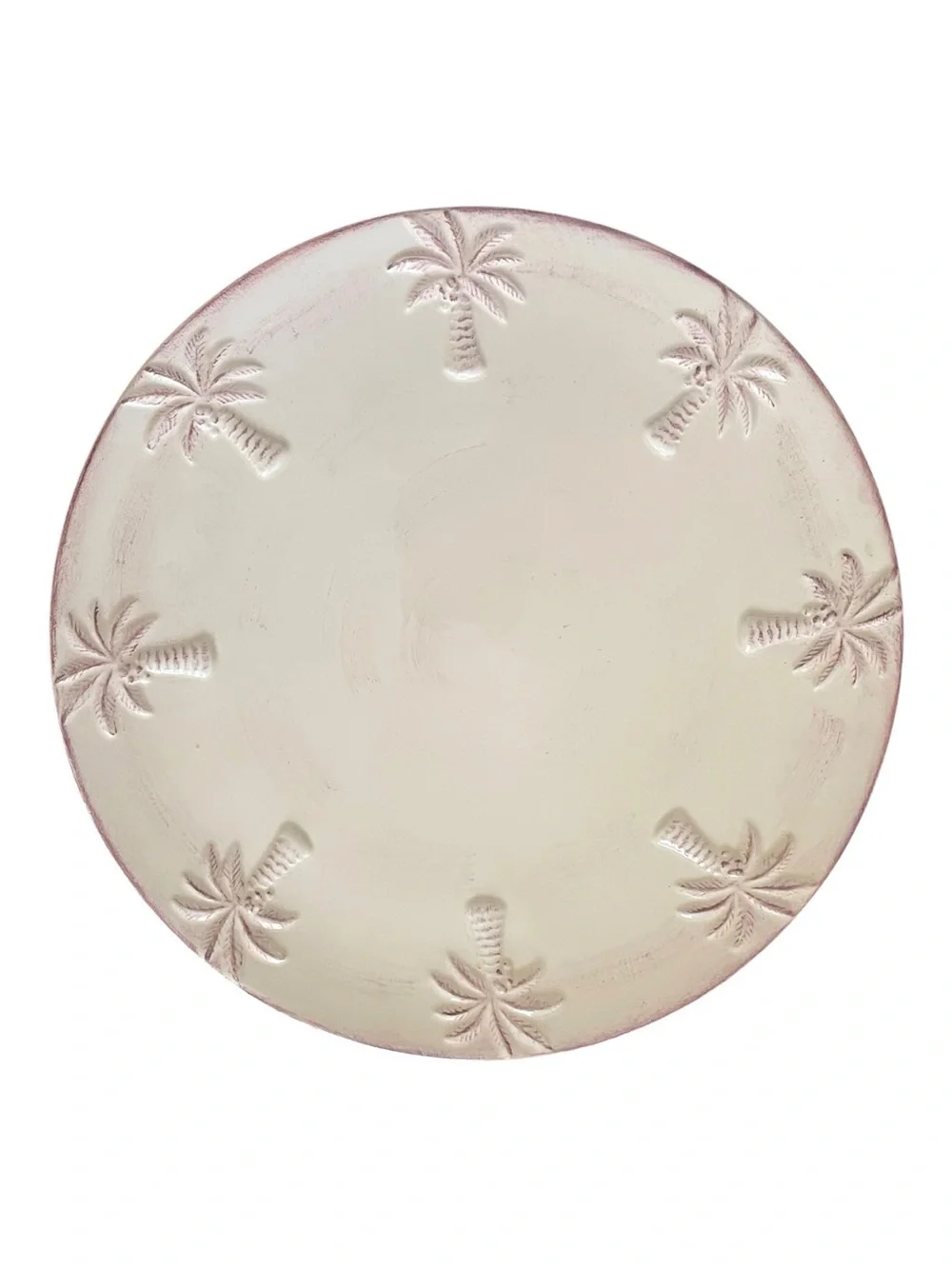Pacific Enterprises Brushed Cream Plate Palm Trees Dinner/Serving Plate 12”
